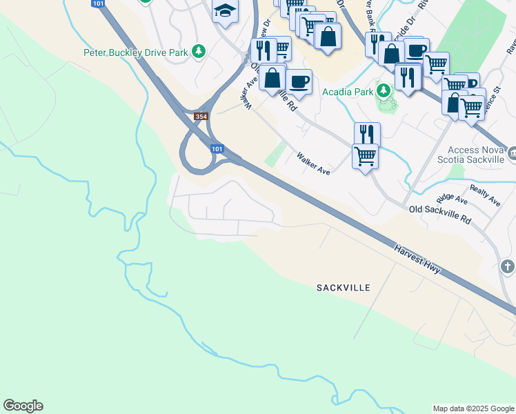 map of restaurants, bars, coffee shops, grocery stores, and more near 19 Manor Drive in Lower Sackville