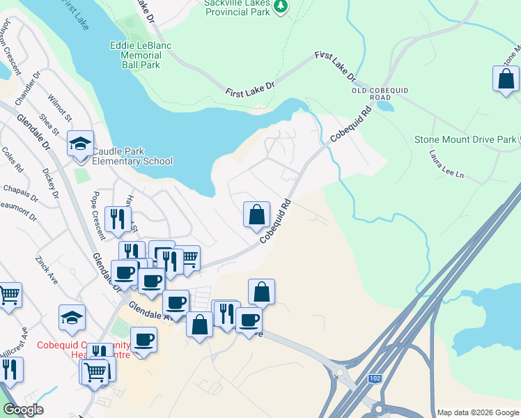 map of restaurants, bars, coffee shops, grocery stores, and more near 37 Ryans Ridge Court in Lower Sackville