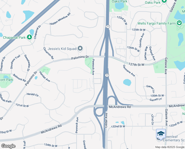 map of restaurants, bars, coffee shops, grocery stores, and more near 10 Pennock Avenue in Apple Valley