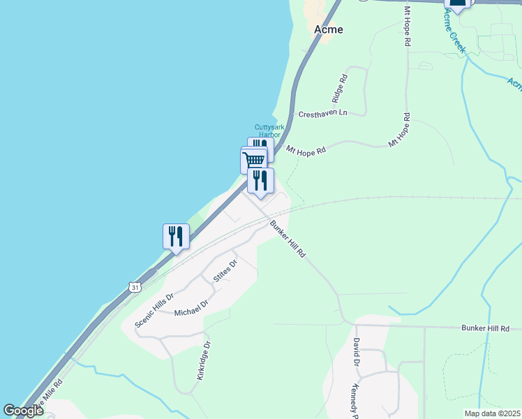 map of restaurants, bars, coffee shops, grocery stores, and more near in Acme