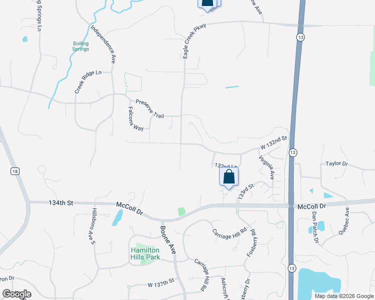 map of restaurants, bars, coffee shops, grocery stores, and more near 8609 West 132nd Street in Savage