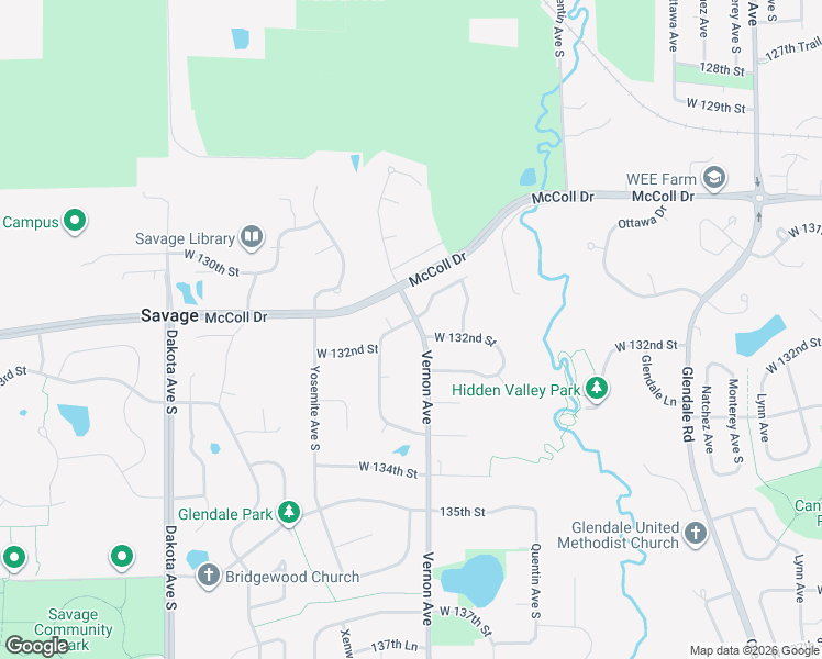 map of restaurants, bars, coffee shops, grocery stores, and more near 5559 West 132nd Street in Savage