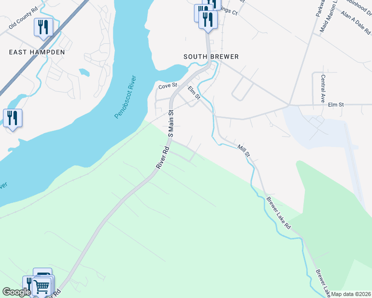 map of restaurants, bars, coffee shops, grocery stores, and more near 14 McKinley Avenue in Orrington