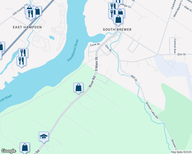 map of restaurants, bars, coffee shops, grocery stores, and more near 14 McKinley Avenue in Orrington