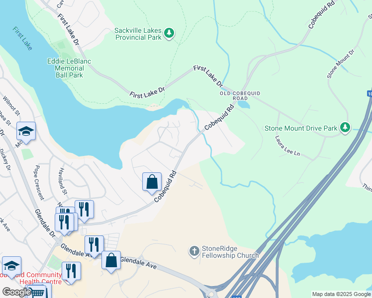 map of restaurants, bars, coffee shops, grocery stores, and more near Cobequid Road in Lower Sackville