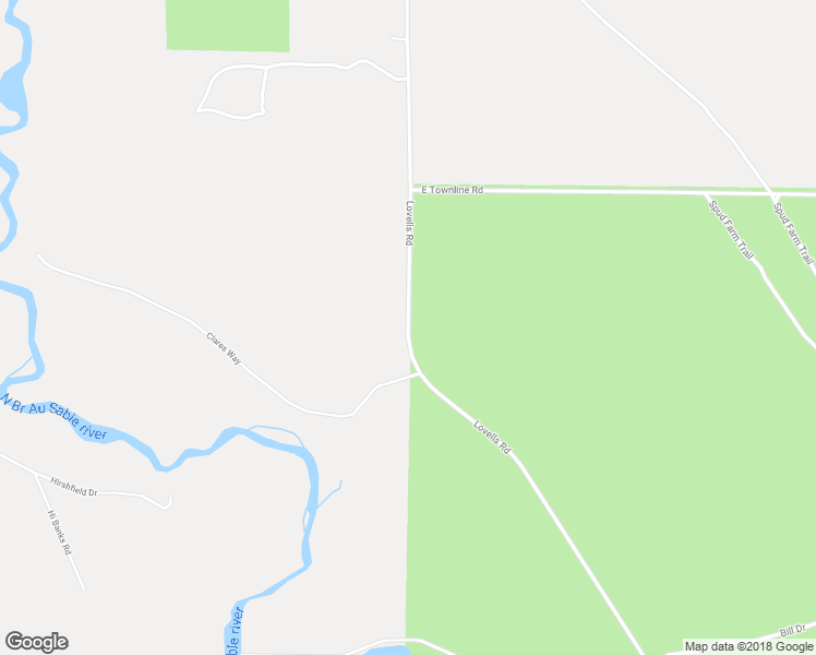 map of restaurants, bars, coffee shops, grocery stores, and more near Lovells Road in Grayling