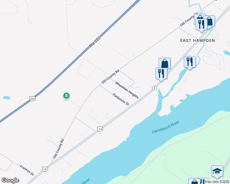 map of restaurants, bars, coffee shops, grocery stores, and more near 43 Wheelden Heights in Hampden
