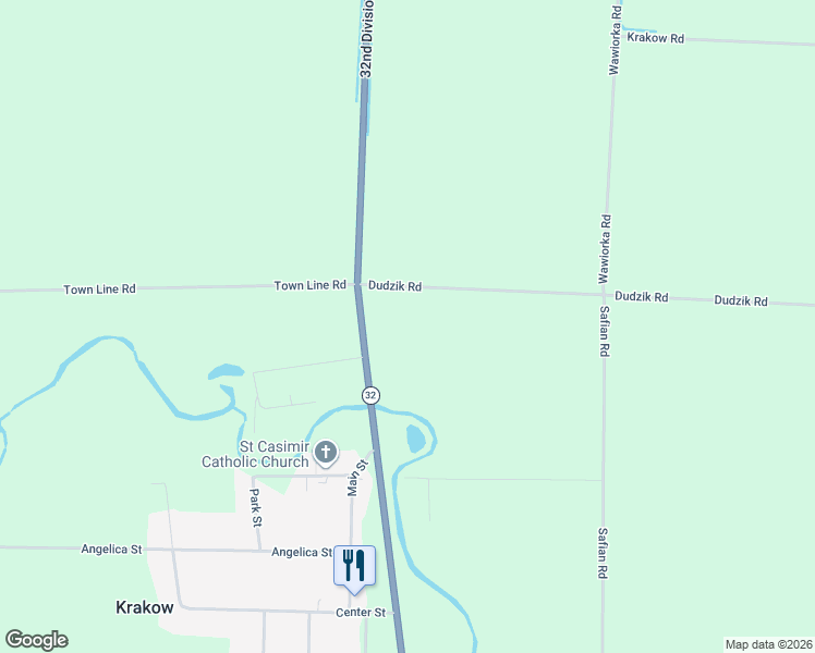 map of restaurants, bars, coffee shops, grocery stores, and more near 9673 Dudzik Road in Krakow