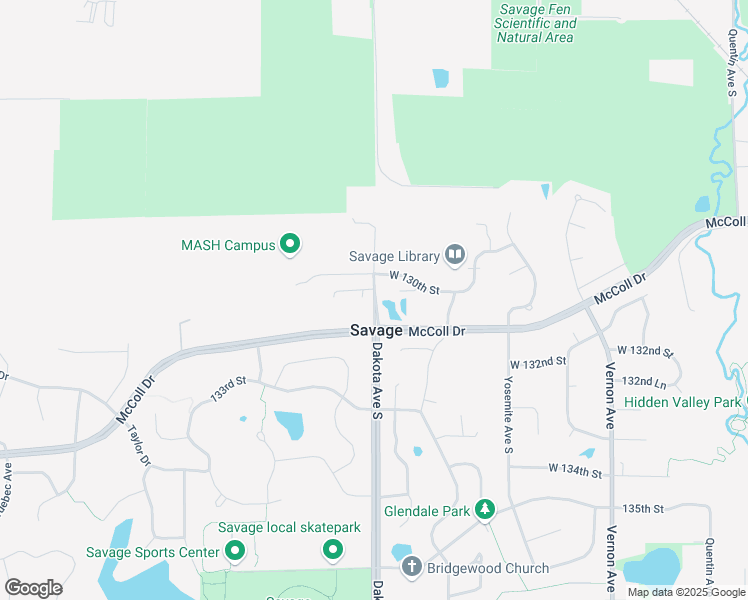 map of restaurants, bars, coffee shops, grocery stores, and more near 13550 Dakota Avenue in Savage