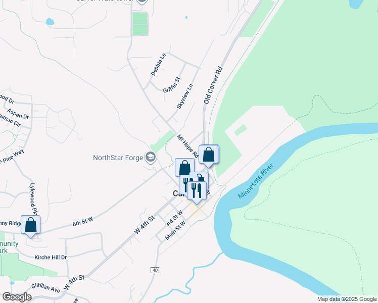 map of restaurants, bars, coffee shops, grocery stores, and more near 504 Mount Hope Road in Carver