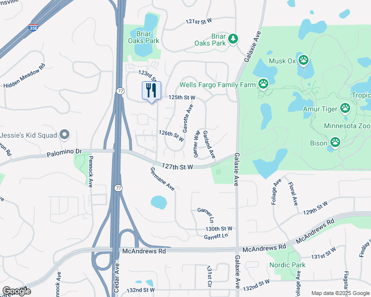 map of restaurants, bars, coffee shops, grocery stores, and more near 12698 Gavotte Avenue in Apple Valley