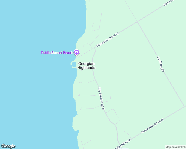 map of restaurants, bars, coffee shops, grocery stores, and more near 1944 Tiny Beaches Road North in Simcoe County