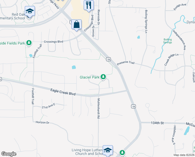 map of restaurants, bars, coffee shops, grocery stores, and more near 8496 Portage Lane East in Shakopee