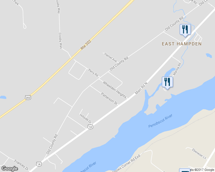 map of restaurants, bars, coffee shops, grocery stores, and more near 43 Wheelden Heights in Hampden