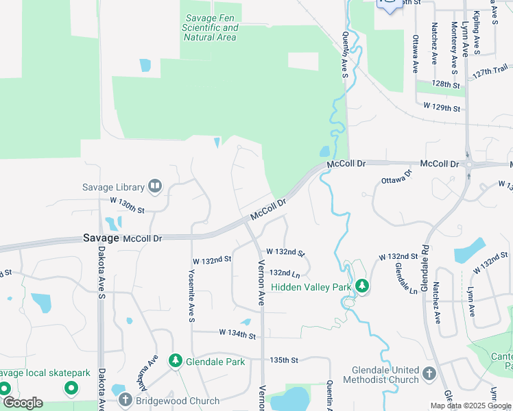 map of restaurants, bars, coffee shops, grocery stores, and more near 5533 West 131st Street in Savage