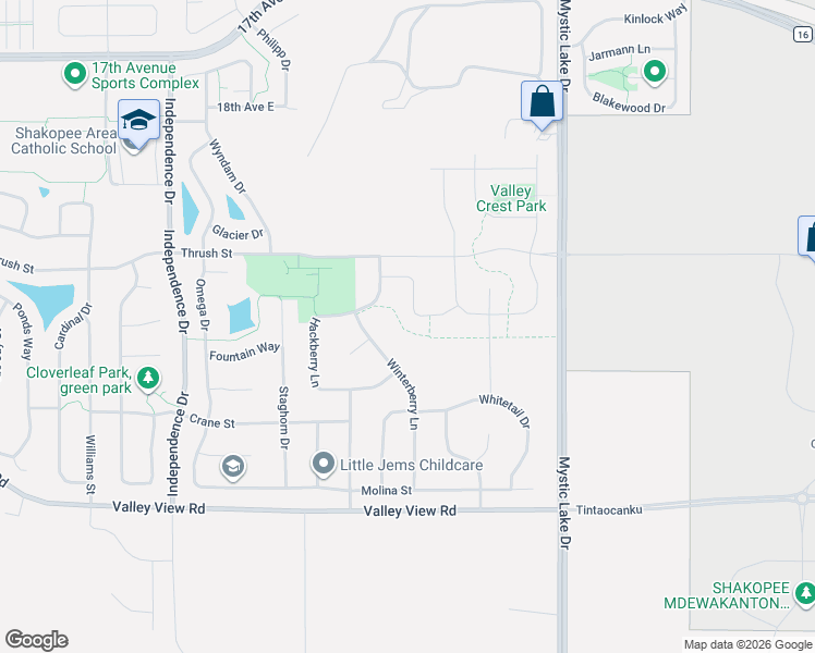map of restaurants, bars, coffee shops, grocery stores, and more near 3630 Karner Drive in Shakopee