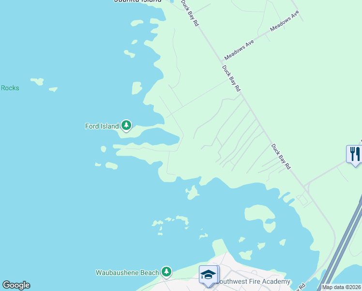map of restaurants, bars, coffee shops, grocery stores, and more near 31 Long Point Road in Waubaushene