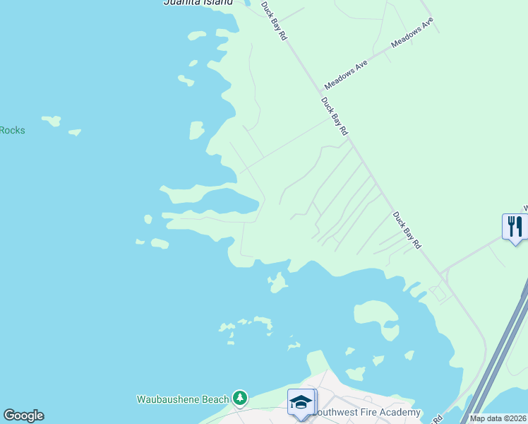 map of restaurants, bars, coffee shops, grocery stores, and more near 39 Long Point Road in Waubaushene