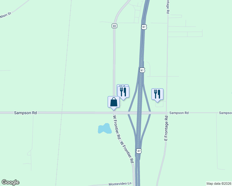 map of restaurants, bars, coffee shops, grocery stores, and more near 2516 County Road J in Abrams