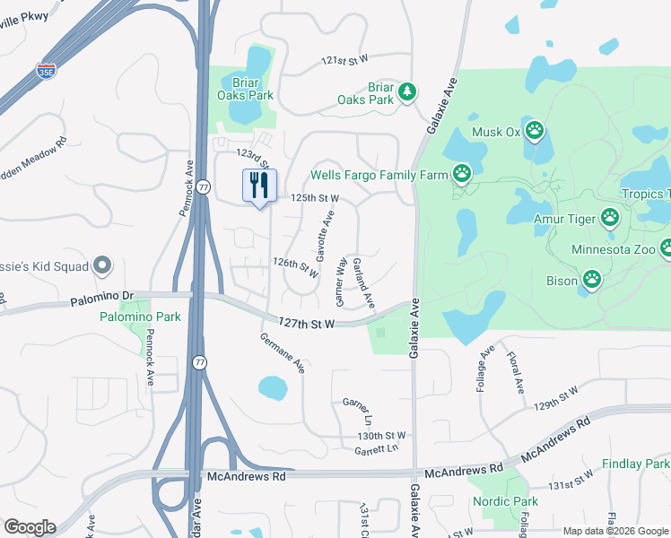 map of restaurants, bars, coffee shops, grocery stores, and more near 12698 Gavotte Avenue in Apple Valley