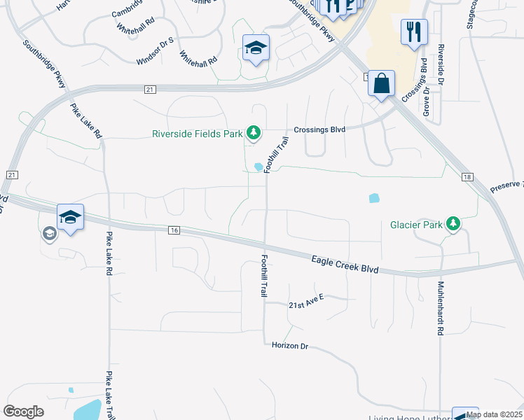 map of restaurants, bars, coffee shops, grocery stores, and more near 8063 Spring Lake Drive in Shakopee