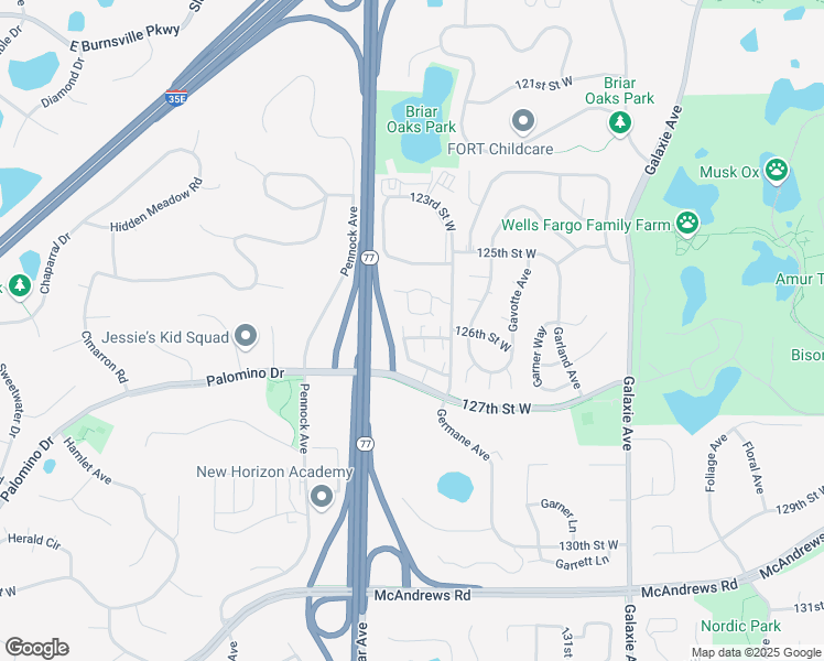 map of restaurants, bars, coffee shops, grocery stores, and more near 12635 Germane Avenue in Saint Paul