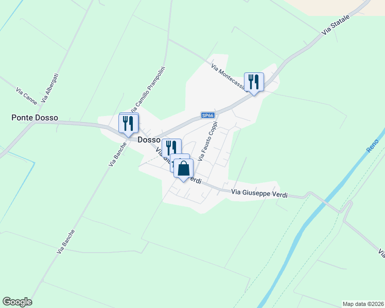 map of restaurants, bars, coffee shops, grocery stores, and more near 15 Via Claudio Gallerani in Dosso