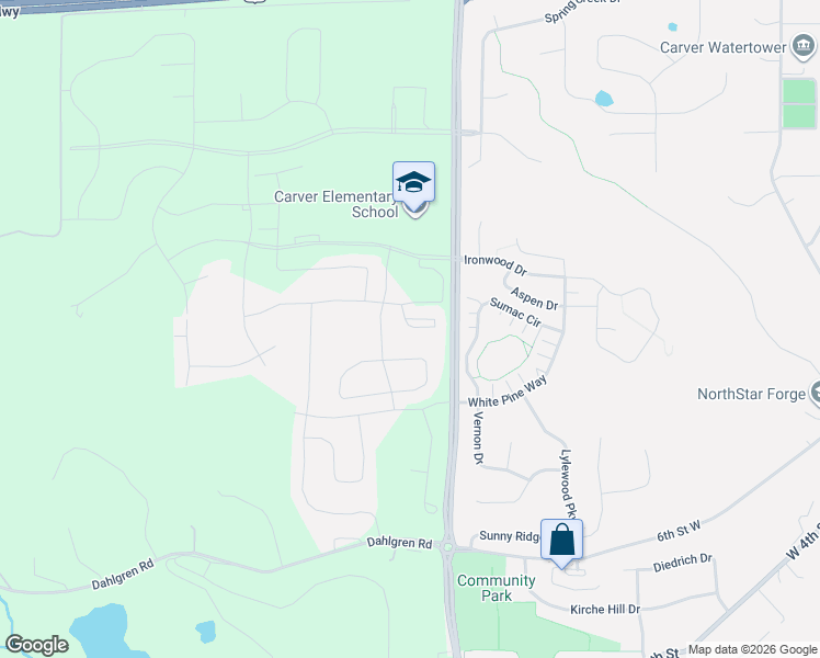 map of restaurants, bars, coffee shops, grocery stores, and more near 1591 Hartwell Drive in Carver