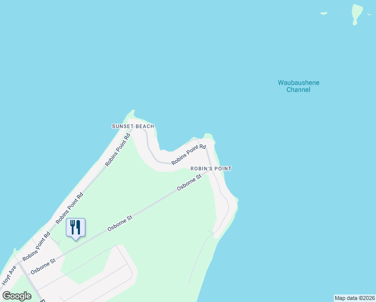 map of restaurants, bars, coffee shops, grocery stores, and more near 254 Robins Point Road in Simcoe County