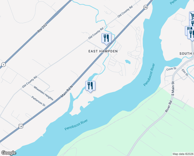 map of restaurants, bars, coffee shops, grocery stores, and more near 100 Marina Road in Hampden