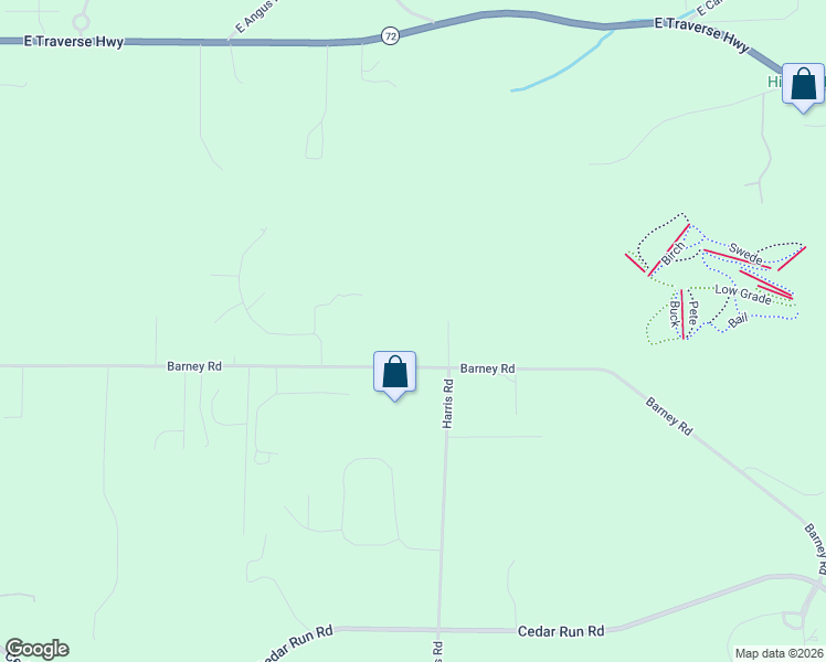 map of restaurants, bars, coffee shops, grocery stores, and more near 5000-5244 Barney Road in Traverse City