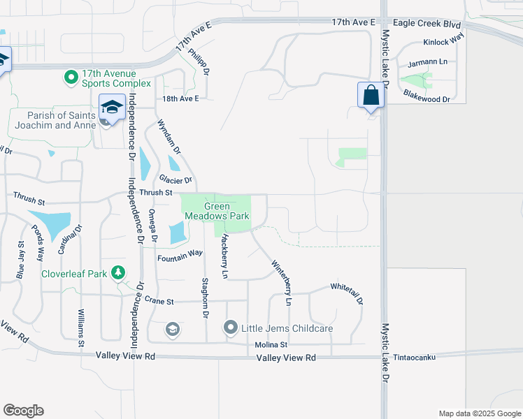 map of restaurants, bars, coffee shops, grocery stores, and more near 1946 Hackberry Lane in Shakopee