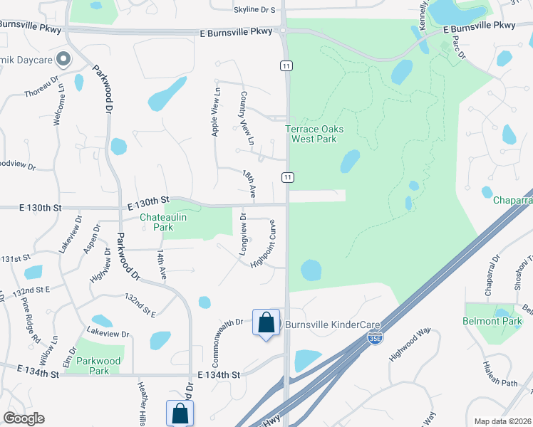 map of restaurants, bars, coffee shops, grocery stores, and more near 13013 Highpoint Curve in Burnsville