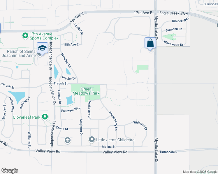 map of restaurants, bars, coffee shops, grocery stores, and more near 1946 Hackberry Lane in Shakopee