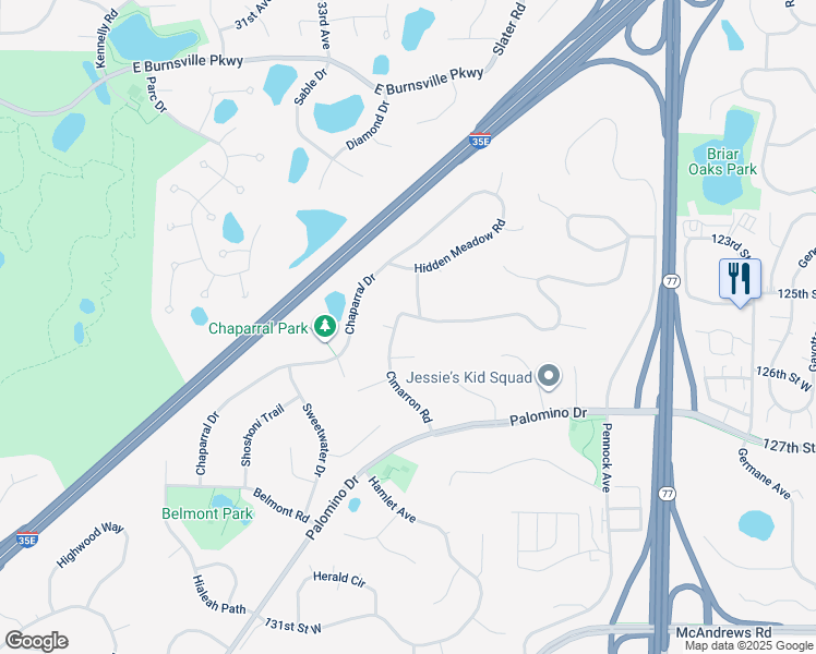 map of restaurants, bars, coffee shops, grocery stores, and more near 185 Cimarron Road in Apple Valley