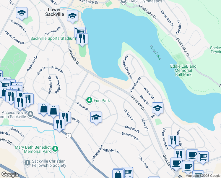 map of restaurants, bars, coffee shops, grocery stores, and more near 259 Dickey Drive in Lower Sackville