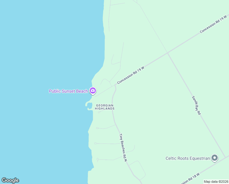 map of restaurants, bars, coffee shops, grocery stores, and more near 1966 Tiny Beaches Road North in Simcoe County