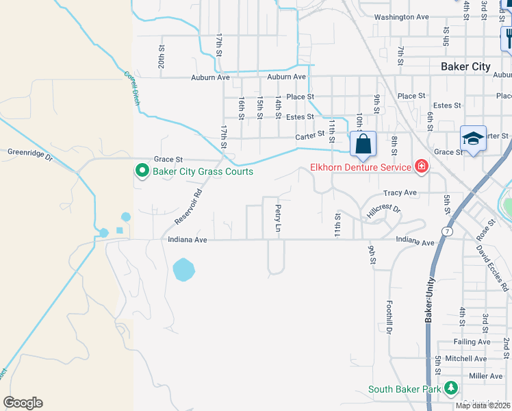 map of restaurants, bars, coffee shops, grocery stores, and more near 3410 Eaglecrest Way in Baker City