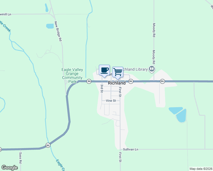 map of restaurants, bars, coffee shops, grocery stores, and more near 204 Main Street in Richland