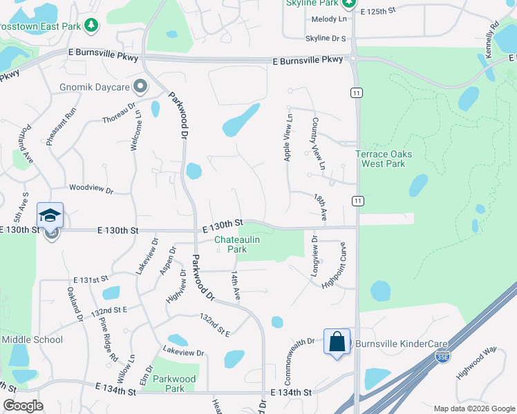 map of restaurants, bars, coffee shops, grocery stores, and more near 12927 16th Avenue in Burnsville