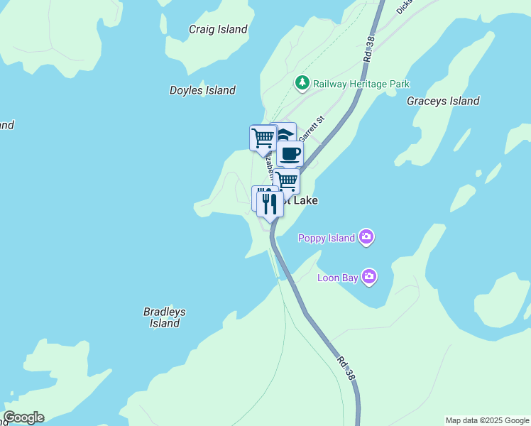 map of restaurants, bars, coffee shops, grocery stores, and more near 1017 Mathew Street in Sharbot Lake