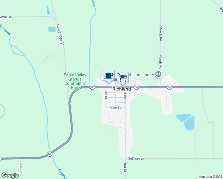 map of restaurants, bars, coffee shops, grocery stores, and more near 204 Main Street in Richland