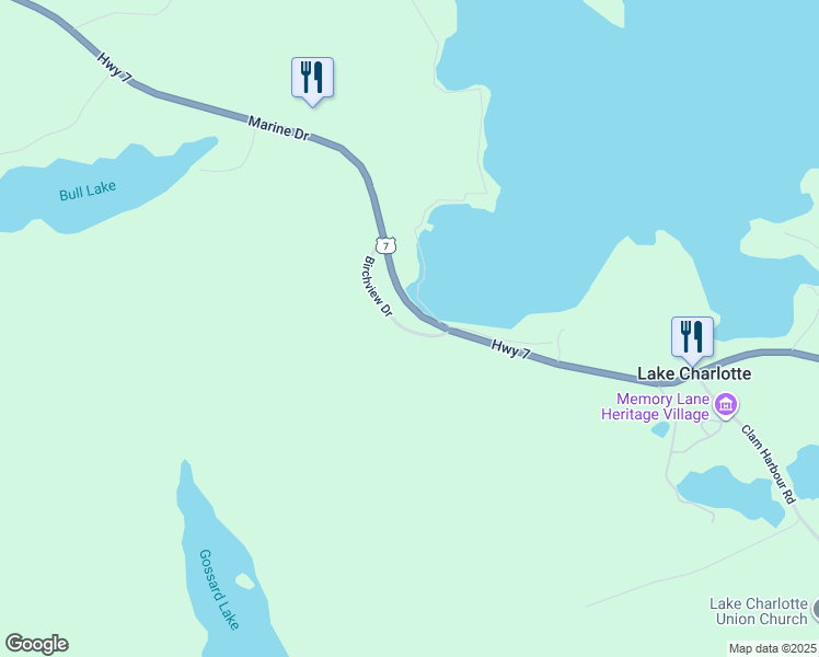 map of restaurants, bars, coffee shops, grocery stores, and more near 67 Birchview Drive in Lake Charlotte