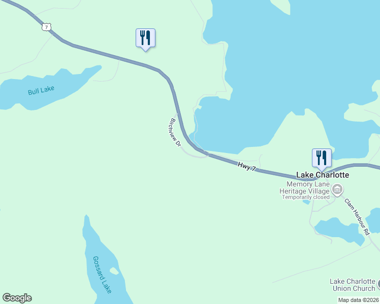 map of restaurants, bars, coffee shops, grocery stores, and more near 67 Birchview Drive in Lake Charlotte