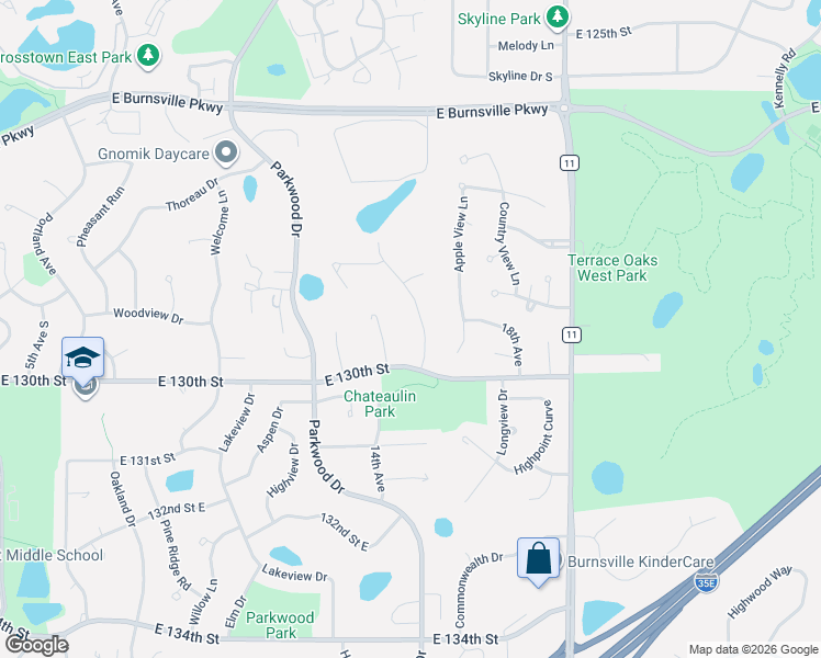 map of restaurants, bars, coffee shops, grocery stores, and more near 12927 16th Avenue in Burnsville