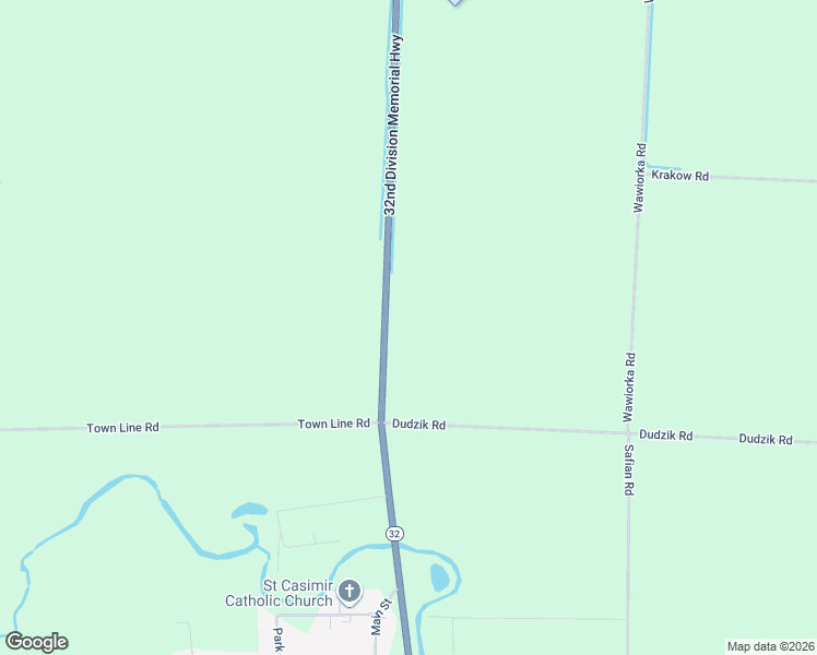 map of restaurants, bars, coffee shops, grocery stores, and more near 2530 Wisconsin 32 in Krakow