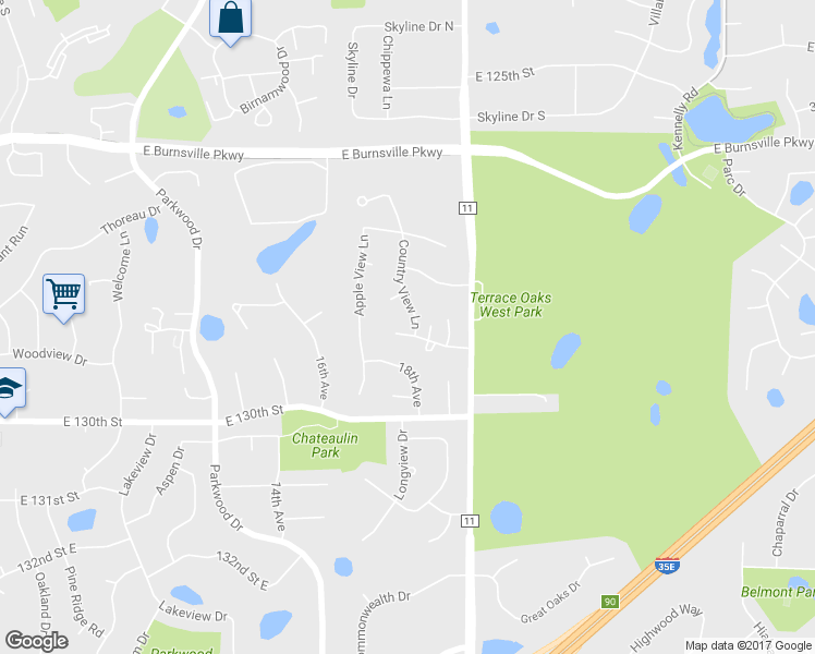 map of restaurants, bars, coffee shops, grocery stores, and more near 1708 Country View Drive in Burnsville