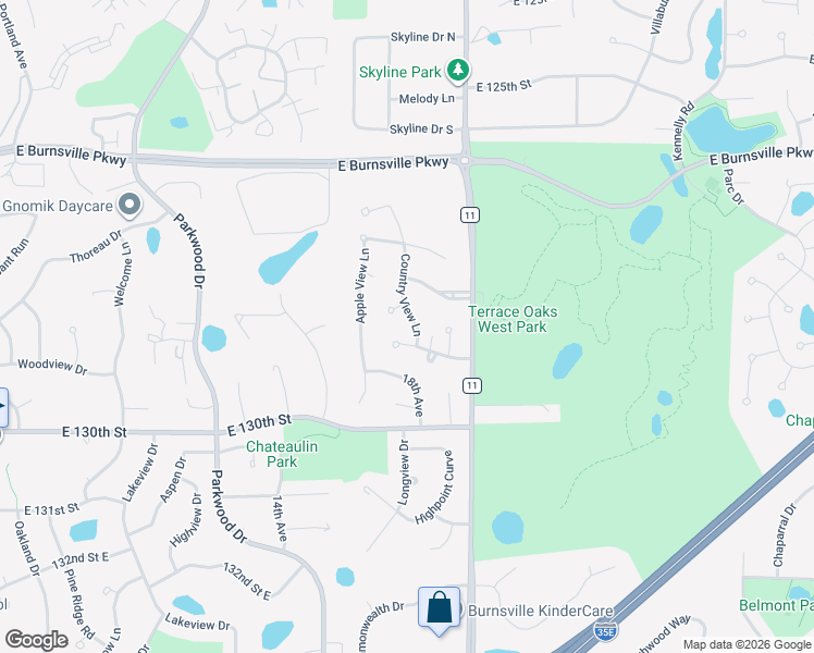 map of restaurants, bars, coffee shops, grocery stores, and more near 1708 Country View Drive in Burnsville