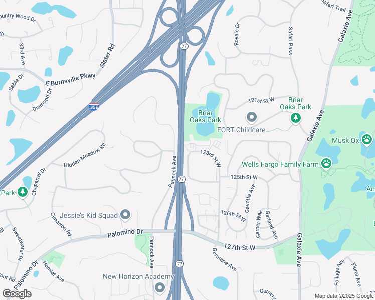 map of restaurants, bars, coffee shops, grocery stores, and more near 7455 123rd Street in Apple Valley