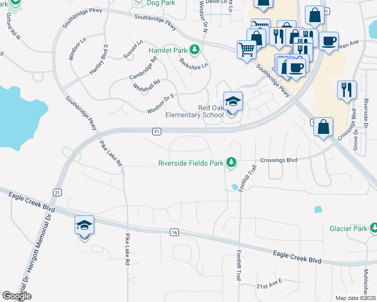 map of restaurants, bars, coffee shops, grocery stores, and more near 7472 Ridge Creek Trail in Shakopee